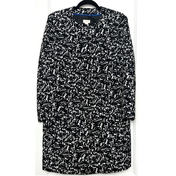 J CREW Abstract Graphic Print Woven Cotton Zip Up Jewel Neck Collarless Coat 4 - Picture 4 of 8
